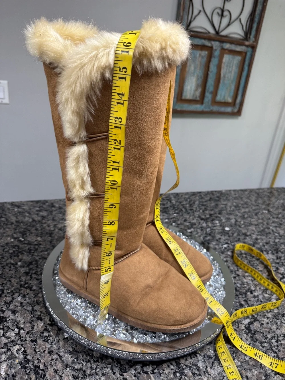 JustFab Chestnut Faux-Fur Trim Tall Winter Boots EUC 10